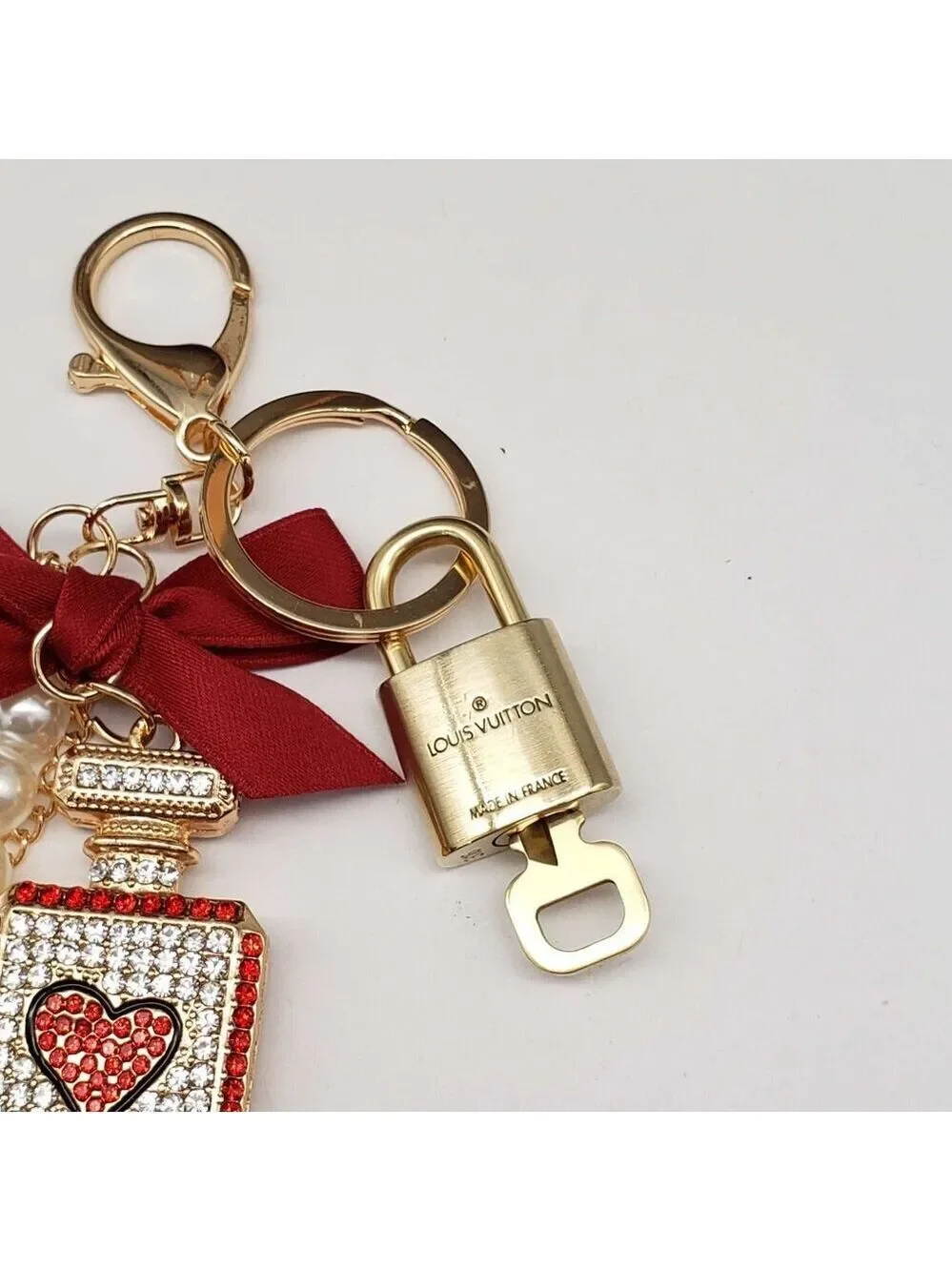 Authentic LV Gold Padlock & Key 🔑 Bag Charm / Unbranded Keychain Combo